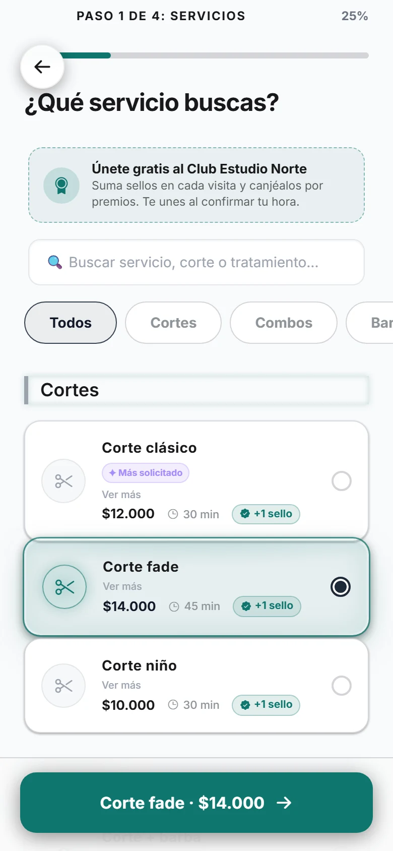 Reserva online en el celular