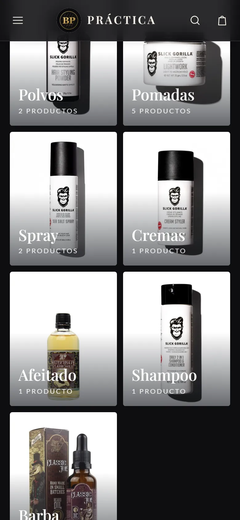Categorías de productos con foto