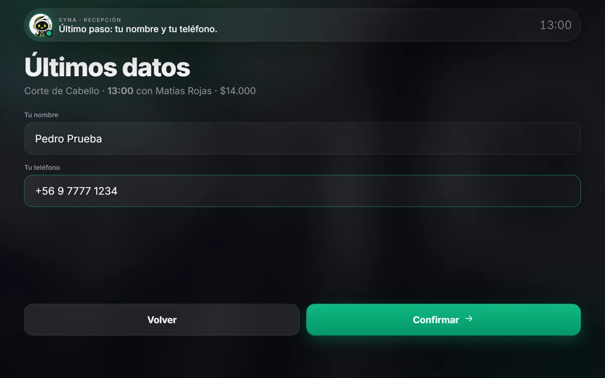 Tótem: deja nombre y teléfono
